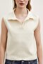 Turquoise Polo Neck Sweater Cream - 4