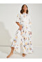 Lemon Print Tiered Flute Sleeve Maxi Night Dress