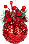 Christmas Ornament, Christmas Ball, Christmas Decorated, Red - Set of 2, 10 cm - 3