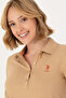 Women's Sand Basic Polo Collar Sweatshirt 50271573 -Vr085 - 2