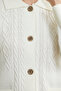 Buttoned Wool Knitwear Cardigan with Pocket Detail - Bone - 5