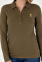 Women's Khaki Basic Polo Collar Sweatshirt 50271573 -Vr027 - 6