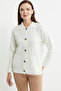 Buttoned Wool Knitwear Cardigan with Pocket Detail - Bone