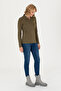 Women's Khaki Basic Polo Collar Sweatshirt 50271573 -Vr027 - 4
