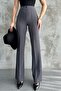 Women's Anthracite High Waist Shaping / Sculpting Flared Palazzo Pants - 4