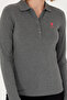Women's Anthracite Melange Basic Polo Collar Sweatshirt 50271573-Vr081 - 6