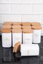 Pack of 12 300 ml Vacuumed Bamboo Wooden Lid Porcelain Look Acrylic Spice Rack with Label Gift - 4