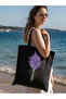 Thick Lavender Design Lavender, Design Black Cloth Bag, Shoulder Bag, Shopper Bag, Pinterest Bag - 2