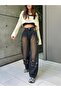 Navy Blue Vintage Washed Star Detailed Baggy Trousers