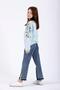 Crew Neck Long Sleeve Flower Printed Mint Color Girl's Sweatshirt - 4