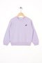 Crew Neck Long Sleeve Heart Embroidered Dark Lilac Color Girl's Sweatshirt