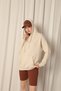 Mokashopin Three Thread Kangaroo Pocket Women's Hooded Beige Sweat - 2