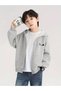 Face Pattern Cotton Children's Zippered Cardigan - Gray Printed Girls Boys Winter Hoodie