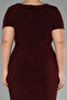 Burgundy Short Sleeve Glitter Long Plus Size Evening Dress Abu39892 - 4