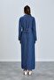 Pregnant Pregnant Denim Dress with Button Polo Neck Breastfeeding - 6