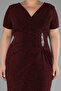 Burgundy Short Sleeve Glitter Long Plus Size Evening Dress Abu39892 - 3