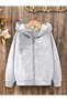 Colorful Butterfly Cotton Children's Zippered Cardigan - Gray Printed Girls Boys Winter Hoodie - 2