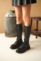 Duany Black Lace up Side Zipper Daily Women's Boots - 2