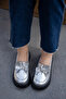 Shade Silver Heart Detailed 4cm Special Thick Sole Women's Loafer - 2