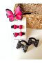 Butterfly Black Pink Mixed 5-Piece Crown Elastic Clip Buckle Set - 3