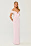 Low Shoulder Stone Strip with Accessories Crepe Long Elegant Gown - 3