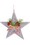 Christmas Ornament, Star, New Year's Decor, Bow, Berries, Silver - 25X25 cm - 2