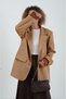 Beige Faux Suede Oversize Blazer Jacket - 5
