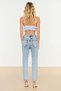 Blue Snow Washed High Waist Mom Jeans - 4