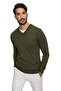Men's Khaki V-Neck Knitwear Sweater 20w151