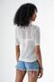 Women's Crew Neck Openwork Short Sleeve Knitwear Sweater White 24S167 - 4