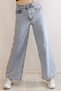 Serenay 90's Blue Snow Wash Lycra Super High Waist Loose Jeans Palazzo Trousersfrango - 5