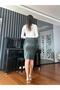 Dark Khaki Leather Pencil Skirt - 7