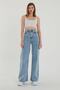 Women's Light Blue Snow Wash High Waist Wide Leg Denim Jeansfrango - 2