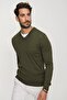 Men's Khaki V-Neck Knitwear Sweater 20w151 - 3