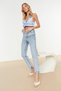 Blue Snow Washed High Waist Mom Jeans - 3