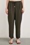 Elastic Waist Pipe Leg Trousers Khaki - 5