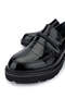 Women's Genuine Leather Black Patent Leather Loafers - 3