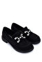 Women's Genuine Leather Black Suede Loafer Shoes - 2