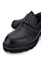 Women's Genuine Leather Black Leather Loafer Shoes - 4