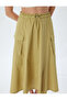 A-Line Midi Skirt with Cargo Pockets and Elastic Waist - 5