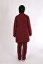 Stretch Fabric nurse uniform hijab single top burgundy - 4