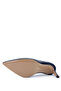 Women's Genuine Leather Navy Blue Heeled Shoes - 6