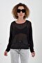 Black Silver Glitter Mesh Blouse - 5
