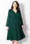 Belt Detailed Chiffon Evening Dress Emerald Tbs916 - 6