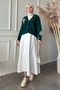 Floral Embroidered Petrol Green Knitwear Cardigan - 4