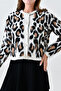 Women's Crew Neck Leopard Patterned Buttoned Knitwear Cardigan 3539 - 2
