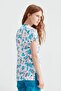Turquoise Toothpaste Patterned Single Top Terikoton Thin Fabric Dr Grays Cut Jersey - 3