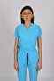 Lycra Bat Sleeve Nurse Uniform Single Top Baby Blue - 4