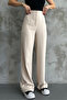 Women's New Season High-Waisted Classic Cream Fabric Trousers - 7