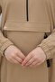Trend Hooded Half Zipper Tunic with Elastic Sleeves Beige 24Kt402 - 7